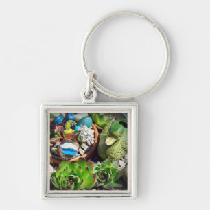 Looking Pretty Duck and Succulent Plants Keychain