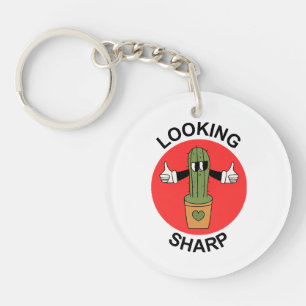 Looking Sharp Cactus Pun Keychain