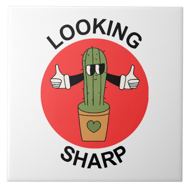 Looking Sharp Cactus Pun Tile (Front)