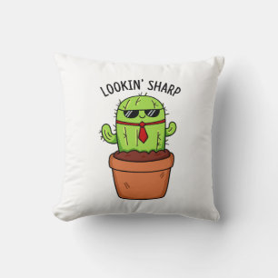 Looking Sharp Funny Cactus Pun Throw Pillow
