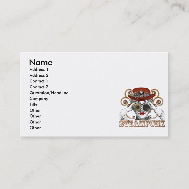 looking steampunked steampunk collage art business card (Front)