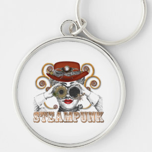 looking steampunked steampunk collage art keychain