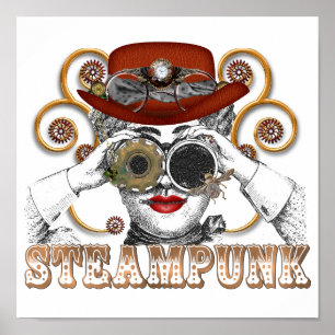 looking steampunked steampunk collage art poster