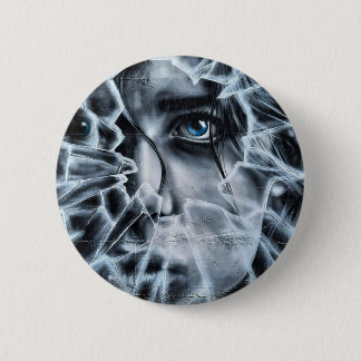 Looking thru the shattered window 2 inch round button