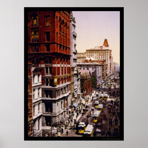 Looking up Broadway in New York City 1900 Poster