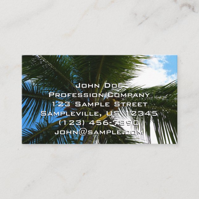 Looking Up to Coconut Palm Tree Tropical Nature Business Card (Front)