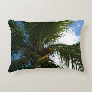 Looking Up to Coconut Palm Tree Tropical Nature Decorative Pillow