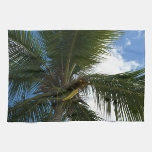 Looking Up to Coconut Palm Tree Tropical Nature Kitchen Towel