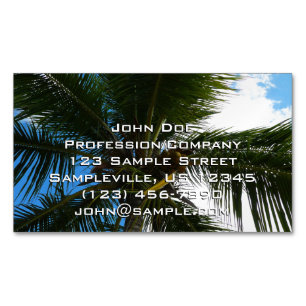 Looking Up to Coconut Palm Tree Tropical Nature Magnetic Business Card