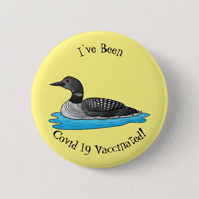 Loon bird cartoon illustration 2 inch round button (Front)