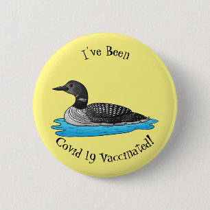 Loon bird cartoon illustration 2 inch round button