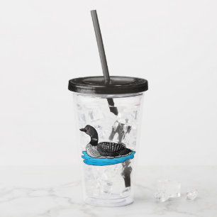 Loon bird cartoon illustration acrylic tumbler