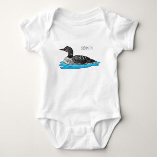 Loon bird cartoon illustration  baby bodysuit