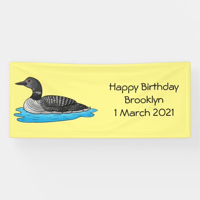 Loon bird cartoon illustration banner (Horizontal)