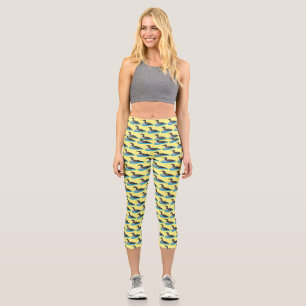 Loon bird cartoon illustration capri leggings