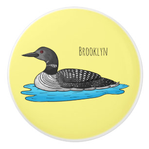 Loon bird cartoon illustration ceramic knob