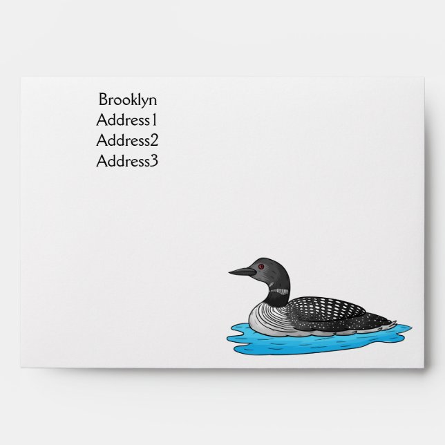 Loon bird cartoon illustration envelope (Front)