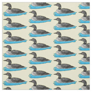 Loon bird cartoon illustration fabric
