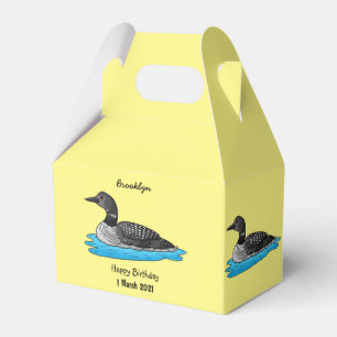 Loon bird cartoon illustration favor box