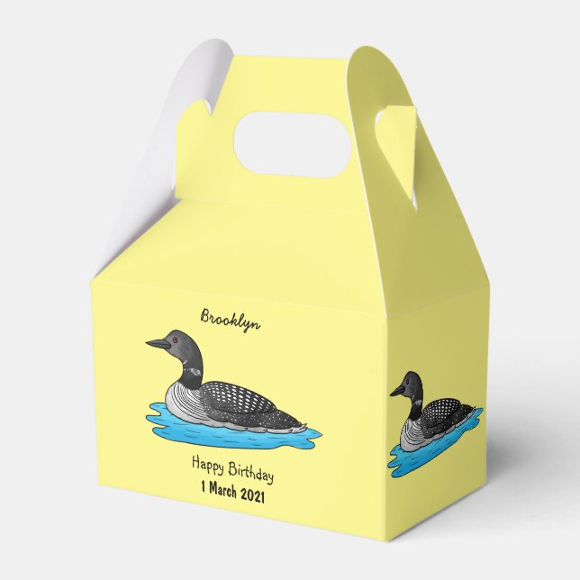 Loon bird cartoon illustration favor box (Front Side)