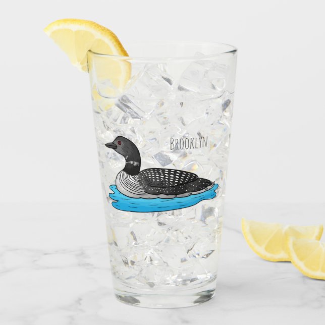Loon bird cartoon illustration  glass (Front Ice)