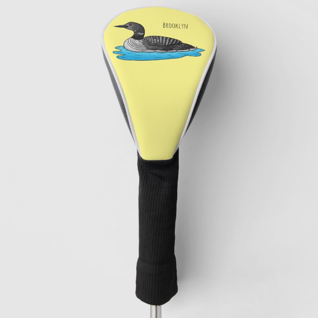Loon bird cartoon illustration  golf head cover (Front)