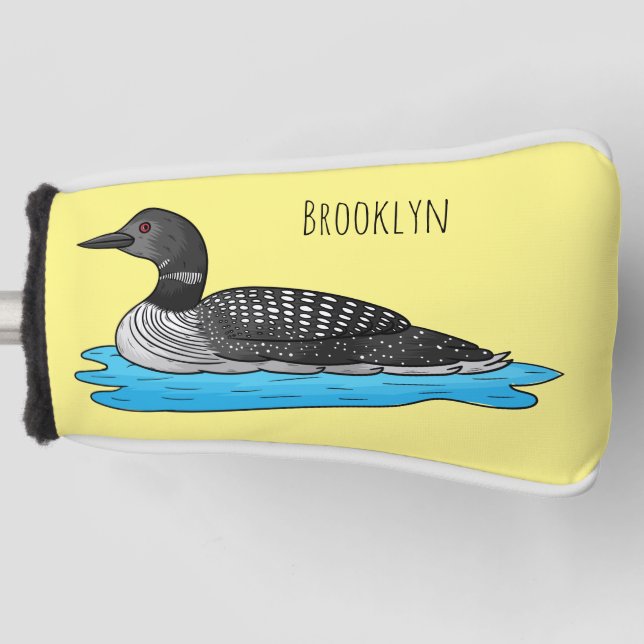 Loon bird cartoon illustration  golf head cover (Front)