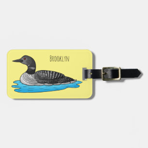 Loon bird cartoon illustration luggage tag