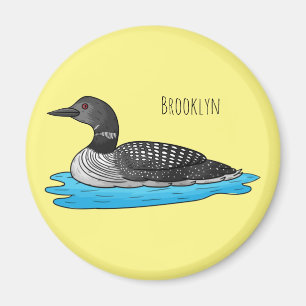 Loon bird cartoon illustration  magnet