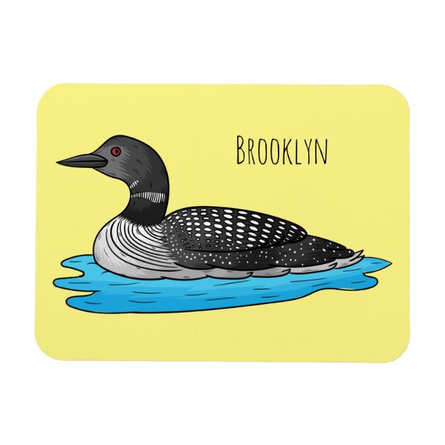 Loon bird cartoon illustration magnet (Horizontal)