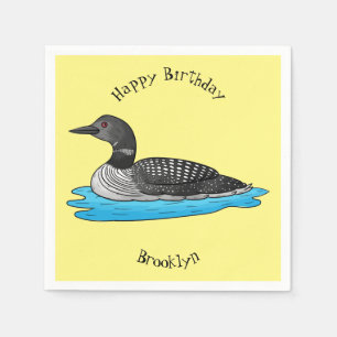 Loon bird cartoon illustration napkin