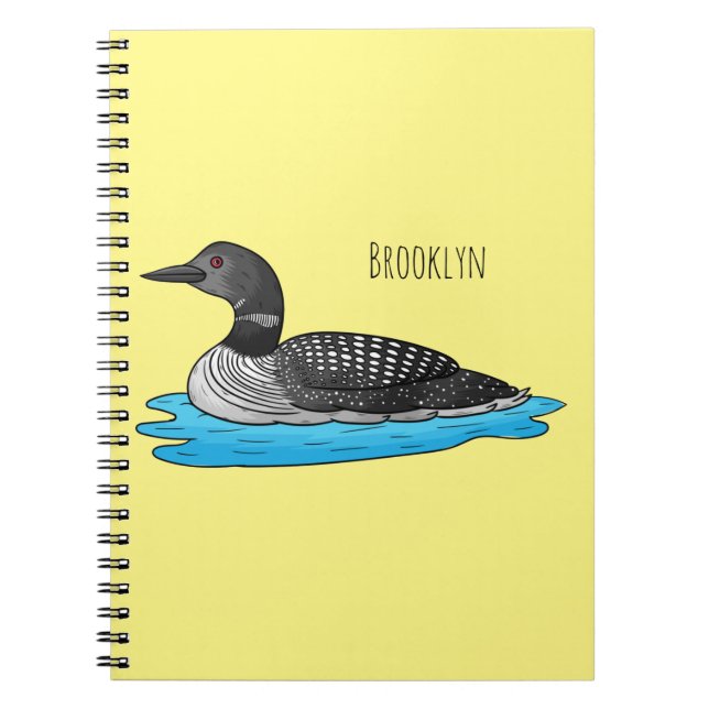 Loon bird cartoon illustration  notebook (Front)