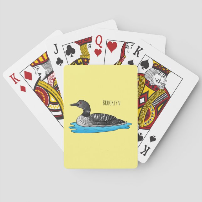 Loon bird cartoon illustration playing cards (Back)