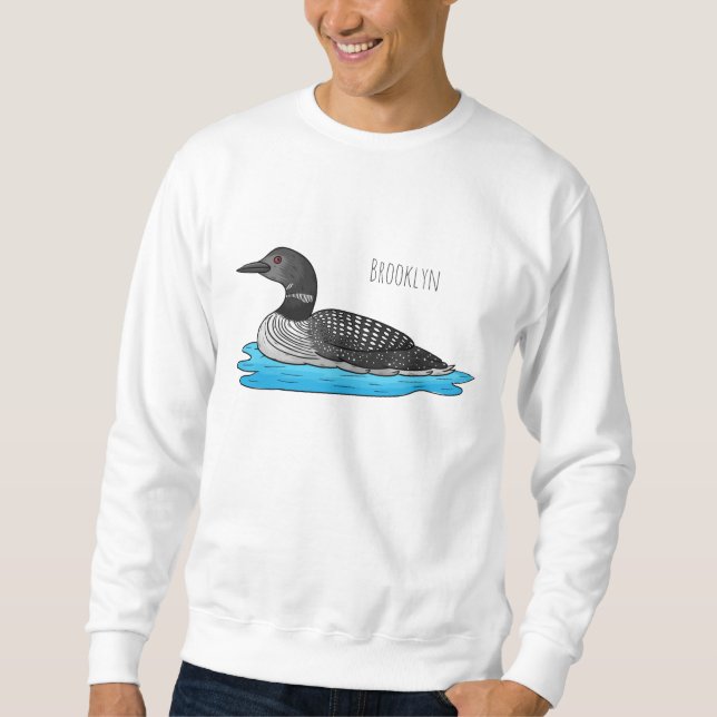 Loon bird cartoon illustration sweatshirt (Front)
