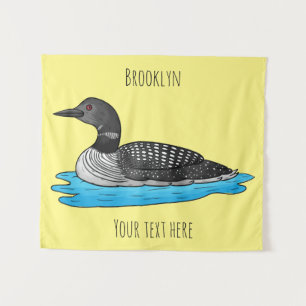 Loon bird cartoon illustration  tapestry