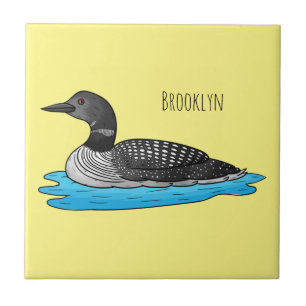 Loon bird cartoon illustration tile