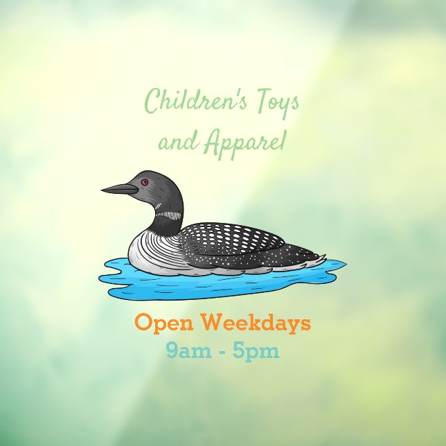 Loon bird cartoon illustration window cling (Sheet 3)