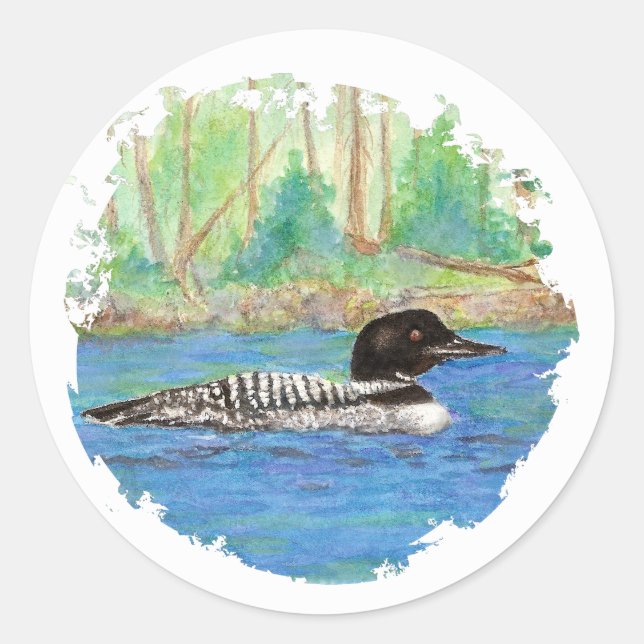 Loon, Bird, Wilderness, Nature, Classic Round Sticker (Front)