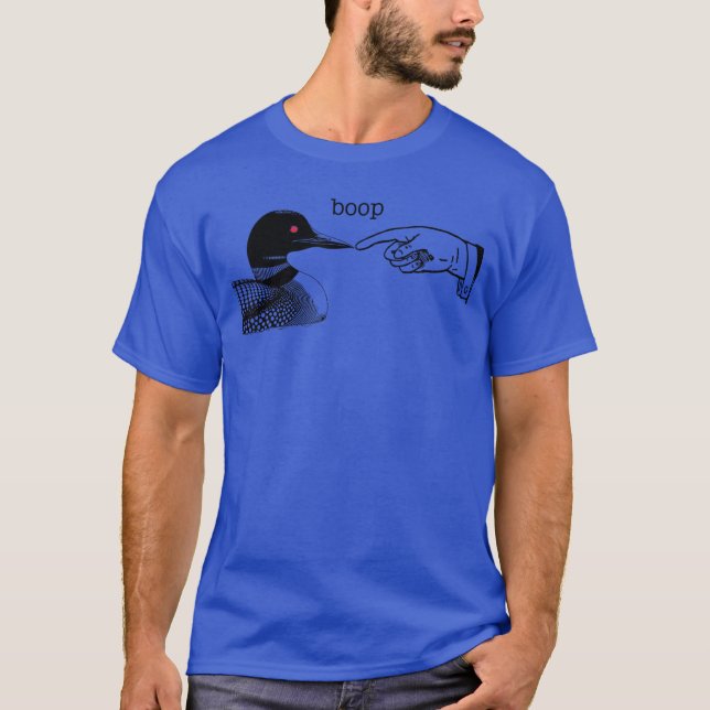 Loon Boop with Pointing Hand Human Water Bird Loon T-Shirt (Front)