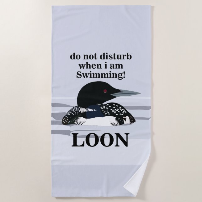 Loon Common Loon Bird Lake Funny Beach Towel (Front)