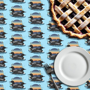 Loon Couple Sunset Blue Lake Wildlife  Tablecloth