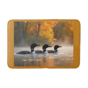 Loon Family in Autumn Bath Mat