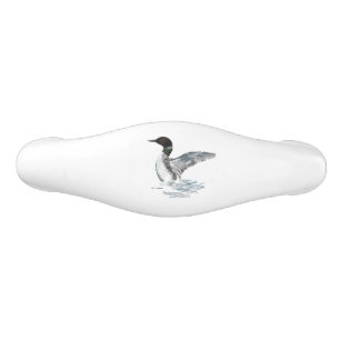 Loon flexing his wings ceramic drawer pull
