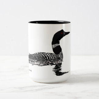 Loon hand drawn set piece Two-Tone coffee mug