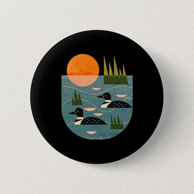 Loon Lake 2 Inch Round Button (Front)