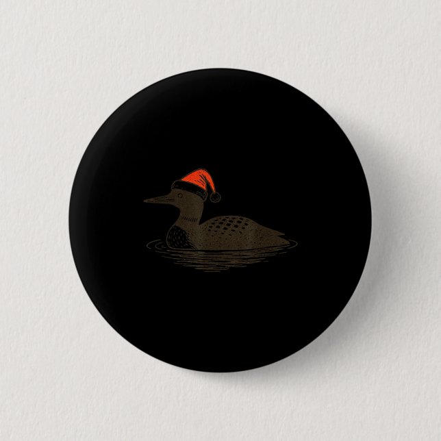 Loon Lover Santa Hat Christmas Bird Watching Xmas  2 Inch Round Button (Front)