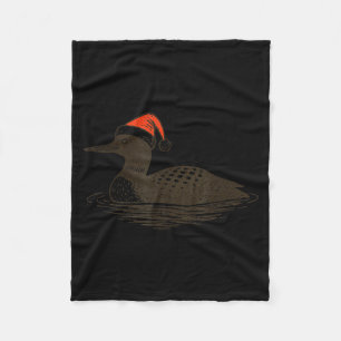 Loon Lover Santa Hat Christmas Bird Watching Xmas  Fleece Blanket