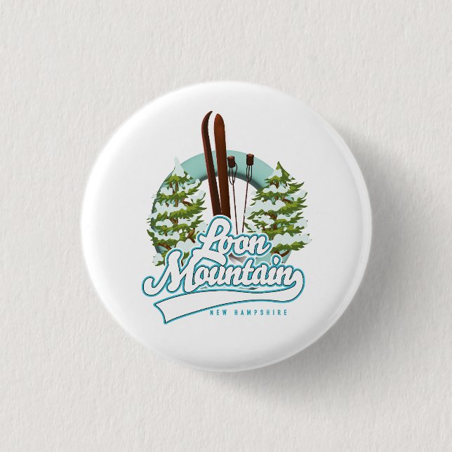 Loon Mountain New Hampshire ski logo 1 Inch Round Button (Front)