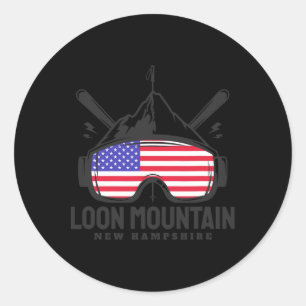 Loon Mountain New Hampshire Usa Ski Retro Skiing Classic Round Sticker