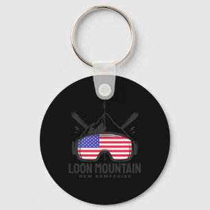Loon Mountain New Hampshire Usa Ski Retro Skiing Keychain